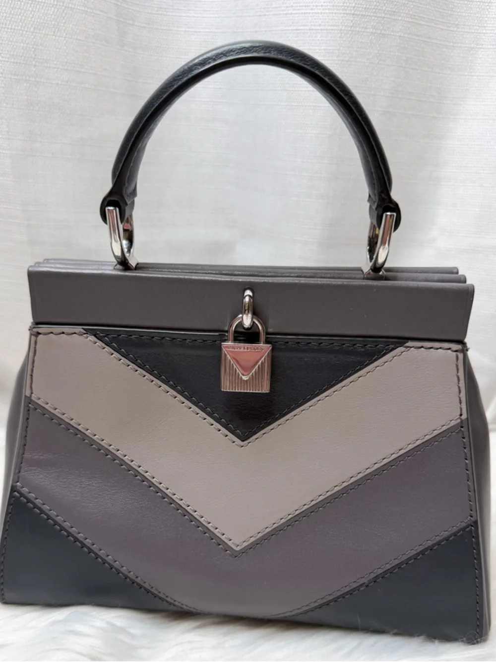 Michael Kors Two Tone Leather Mini Satchel Gray Black